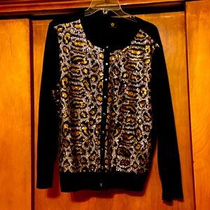 JM Collection Animal print cardigan